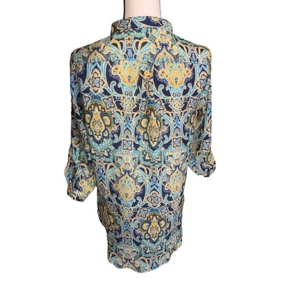 Love Tree Womens Tunic Blouse Size S Multi Colored Paisley Boho Print - Picture 2 of 16